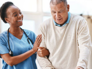 woman helping patient