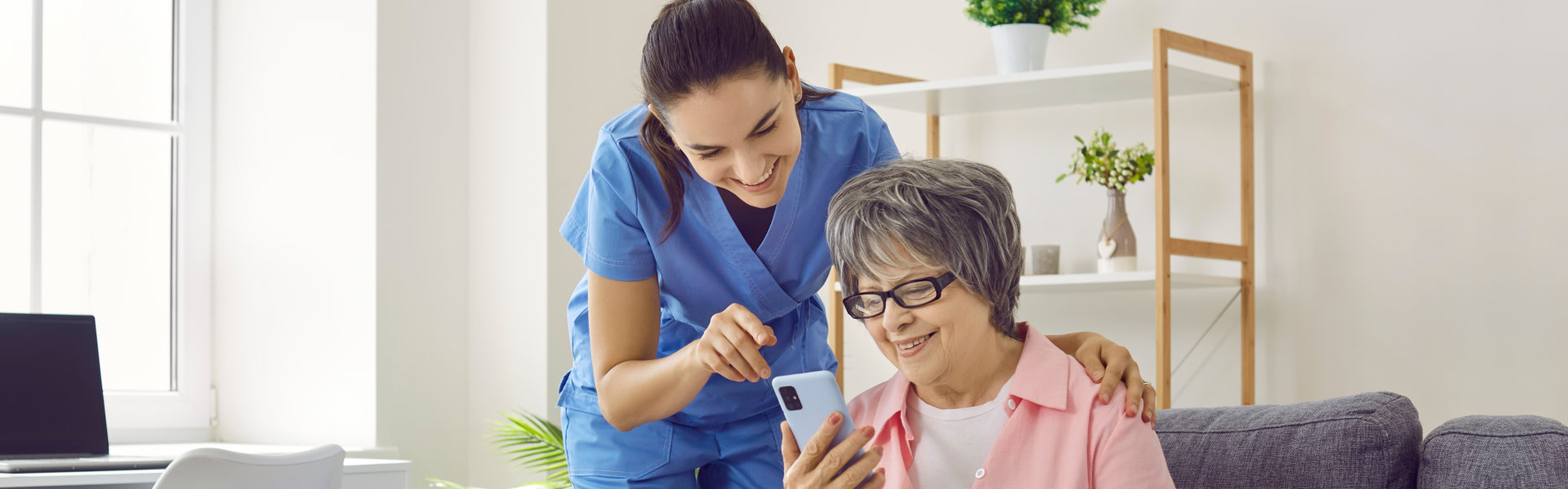 woman looking at phone